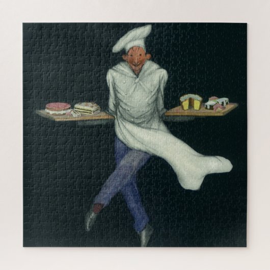 ヴィンテージフードビジネス、ペストリーデザート付きベーカー ジグソーパズル (縦)