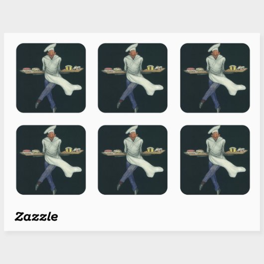 ヴィンテージフードビジネス、ペストリーデザート付きベーカー スクエアシール (シート)