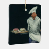 ヴィンテージフードビジネス、ペストリーデザート付きベーカー セラミックオーナメント (右)