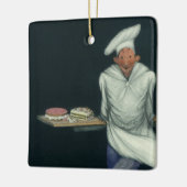 ヴィンテージフードビジネス、ペストリーデザート付きベーカー セラミックオーナメント (左)