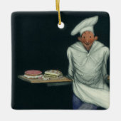 ヴィンテージフードビジネス、ペストリーデザート付きベーカー セラミックオーナメント (正面)