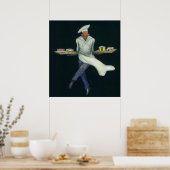 ヴィンテージフードビジネス、ペストリーデザート付きベーカー ポスター (キッチン)