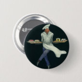 ヴィンテージフードビジネス、ペストリーデザート付きベーカー 缶バッジ (正面&裏面)