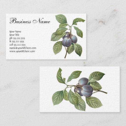 ヴィンテージフードフルーツパープルガーデンプラムズバイルドゥート 名刺 (正面/裏面)