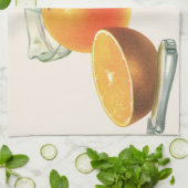 ヴィンテージフードフルーツ熟オレンジ果肉朝食 キッチンタオル (折り畳み)