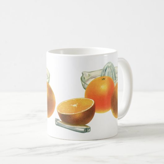ヴィンテージフードフルーツ熟オレンジ果肉朝食 コーヒーマグカップ (正面右)