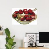 ヴィンテージフードヘルシーブレックファーストシリアルイチゴ ポスター (ホームオフィス)