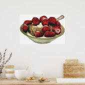 ヴィンテージフードヘルシーブレックファーストシリアルイチゴ ポスター (キッチン)