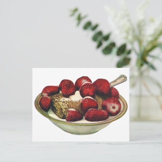ヴィンテージフードヘルシーブレックファーストシリアルイチゴ ポストカード (スタンド正面)