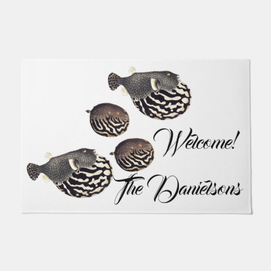 ヴィンテージフ日本のィッシュアートウェルカムドアマット ドアマット (正面)