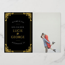 ヴィンテージフ華美レーム写真Date Foilを保存実在する 箔招待状