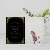 ヴィンテージフ華美レーム写真Date Foilを保存実在する 箔招待状 (立ち正面)