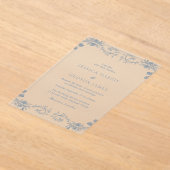 ヴィンテージブクラシックルーフローラ結婚ズ アクリル招待状 (レイダウン)