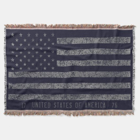 ヴィンテージブグランジルーアメリカ国旗の動揺して文字 スローブランケット (正面)
