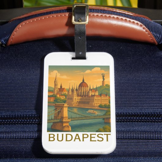 ヴィンテージブダペストハンガリートラベルアートプリント ラゲッジタグ (正面インサイチュ2)