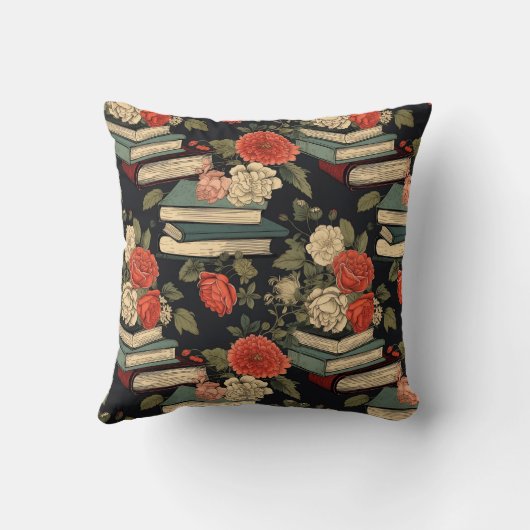 ヴィンテージブックとバラカスタムアクセント クッション (裏面)
