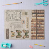 ヴィンテージブックと蝶の切り離し 薄葉紙 (クラフト)