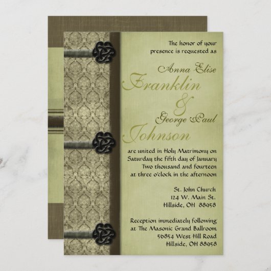 ヴィンテージブックの結婚式招待状 招待状 (正面/裏面)