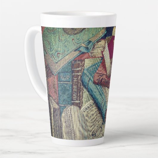 ヴィンテージブックの背景 カフェラテマグ (左アングル)