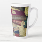 ヴィンテージブックの背景 カフェラテマグ (右)