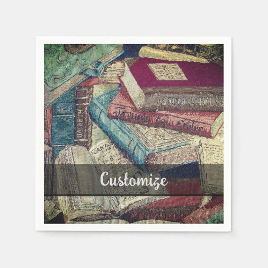 ヴィンテージブックの背景 スタンダードカクテルナプキン (正面)