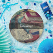 ヴィンテージブックの背景 ペーパープレート (パーティー)