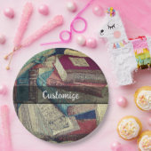 ヴィンテージブックの背景 ペーパープレート (パーティー)