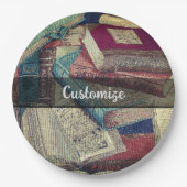 ヴィンテージブックの背景 ペーパープレート (正面)