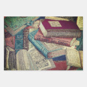 ヴィンテージブックの背景 ラッピングペーパーシート (正面)