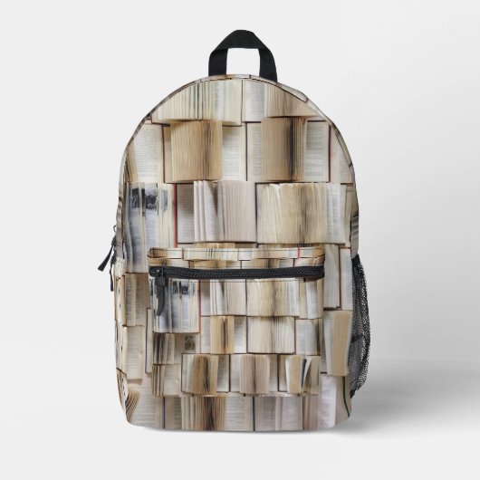 ヴィンテージブックを開く プリントバックパック (正面)
