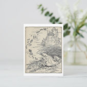 ヴィンテージブックイラストレーションガールズウィズシーシェル ポストカード (スタンド正面)