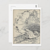 ヴィンテージブックイラストレーションガールズウィズシーシェル ポストカード (正面/裏面)