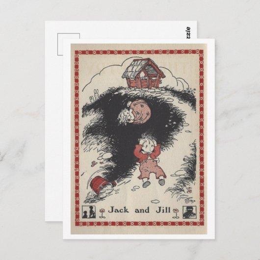 ヴィンテージブックイラストレーションジャックとジル ポストカード (正面/裏面)