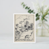 ヴィンテージブックイラストレーション魚船乗馬付き ポストカード (スタンド正面)