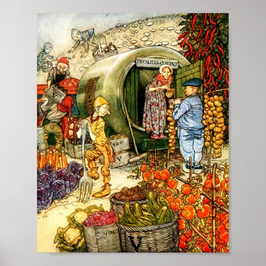 ヴィンテージブックイラストレーション ポスター (正面)