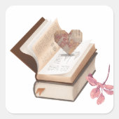 ヴィンテージブックエステティックハートマップ&ボタニカル スクエアシール (正面)