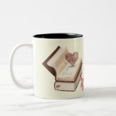 ヴィンテージブックエステティックハートマップ&ボタニカル ツートーンマグカップ (左)