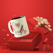 ヴィンテージブックエステティックハートマップ&ボタニカル ツートーンマグカップ