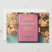 ヴィンテージブックカバーバルミツワーパーティー 招待状 (正面)