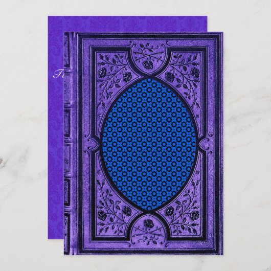 ヴィンテージブックカバー結婚式招待状 招待状 (正面/裏面)