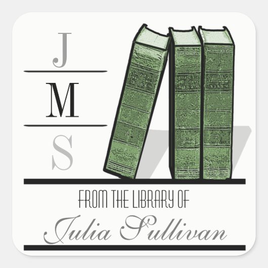 ヴィンテージブックシェルフ（緑） スクエアシール (正面)