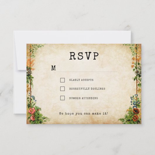 ヴィンテージブックシークレットガーデン 出欠カード (正面)