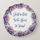 ヴィンテージブックスアンドピンクローズ引用文 ラウンドクッション (裏面)