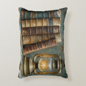 ヴィンテージブックスタック絵を描のアンティークライブラリの壁 アクセントクッション (正面(垂直))