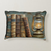 ヴィンテージブックスタック絵を描のアンティークライブラリの壁 アクセントクッション (裏面)