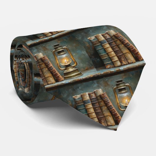 ヴィンテージブックスタック絵を描のアンティークライブラリの壁 ネクタイ (ロール)