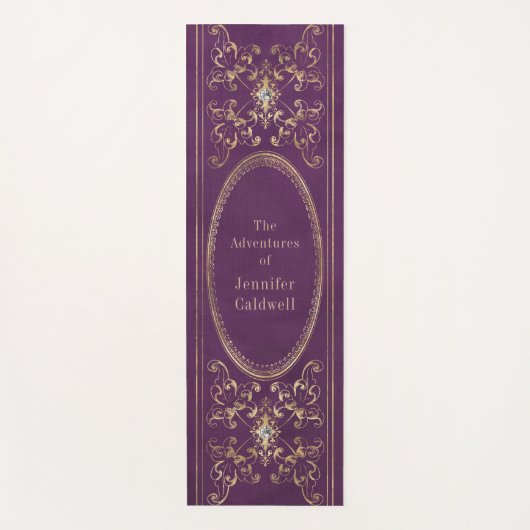 ヴィンテージブックスパインモノグラムパープルアドベンチャー ヨガマット (正面)