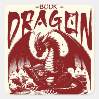 ヴィンテージブックドラゴン本ファンタジー読み取り装置 スクエアシール