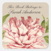 ヴィンテージブックプレートステッカーこのブックは次の場所に属する スクエアシール (正面)