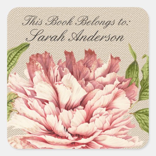 ヴィンテージブックプレートステッカーこのブックは次の場所に属する スクエアシール (正面)